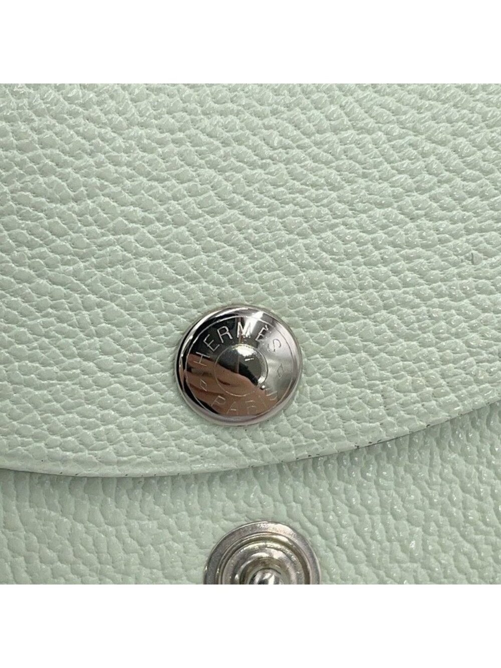 Hermes Coin Purse Calvi Duo Verso Vert Fizz Mint Silver Chevre Mysore - Picture 9 of 10